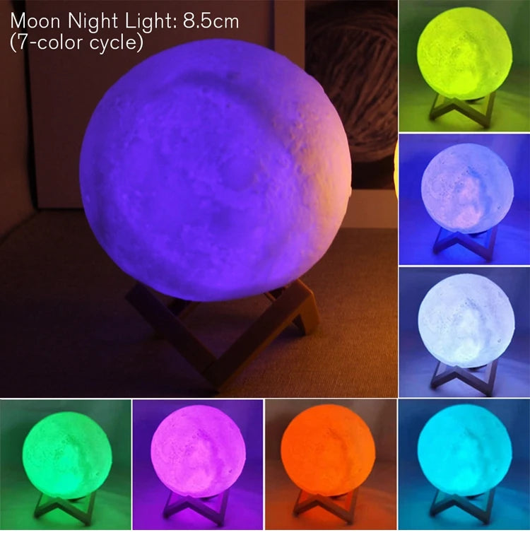 LED Moon Lamp – Starry Night Light with Stand