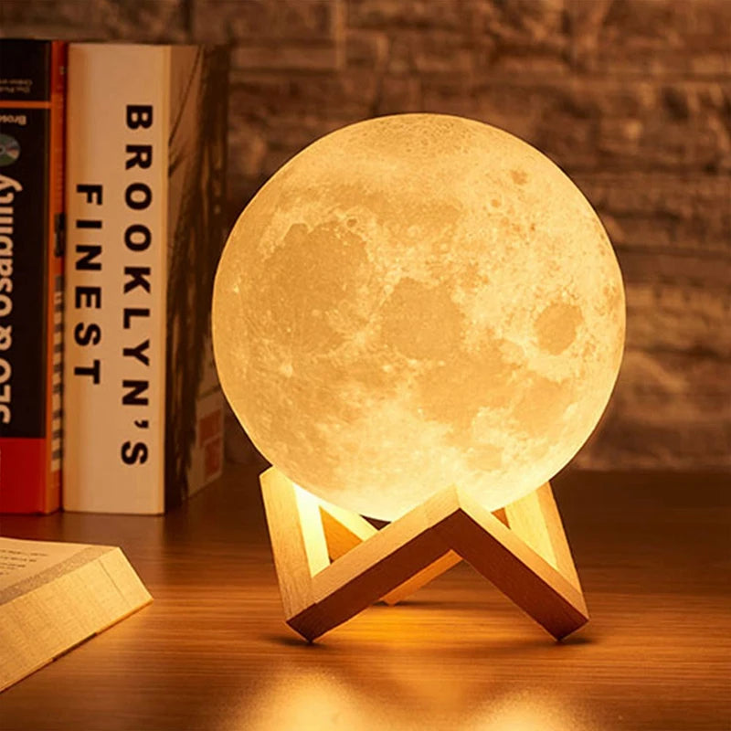 LED Moon Lamp – Starry Night Light with Stand