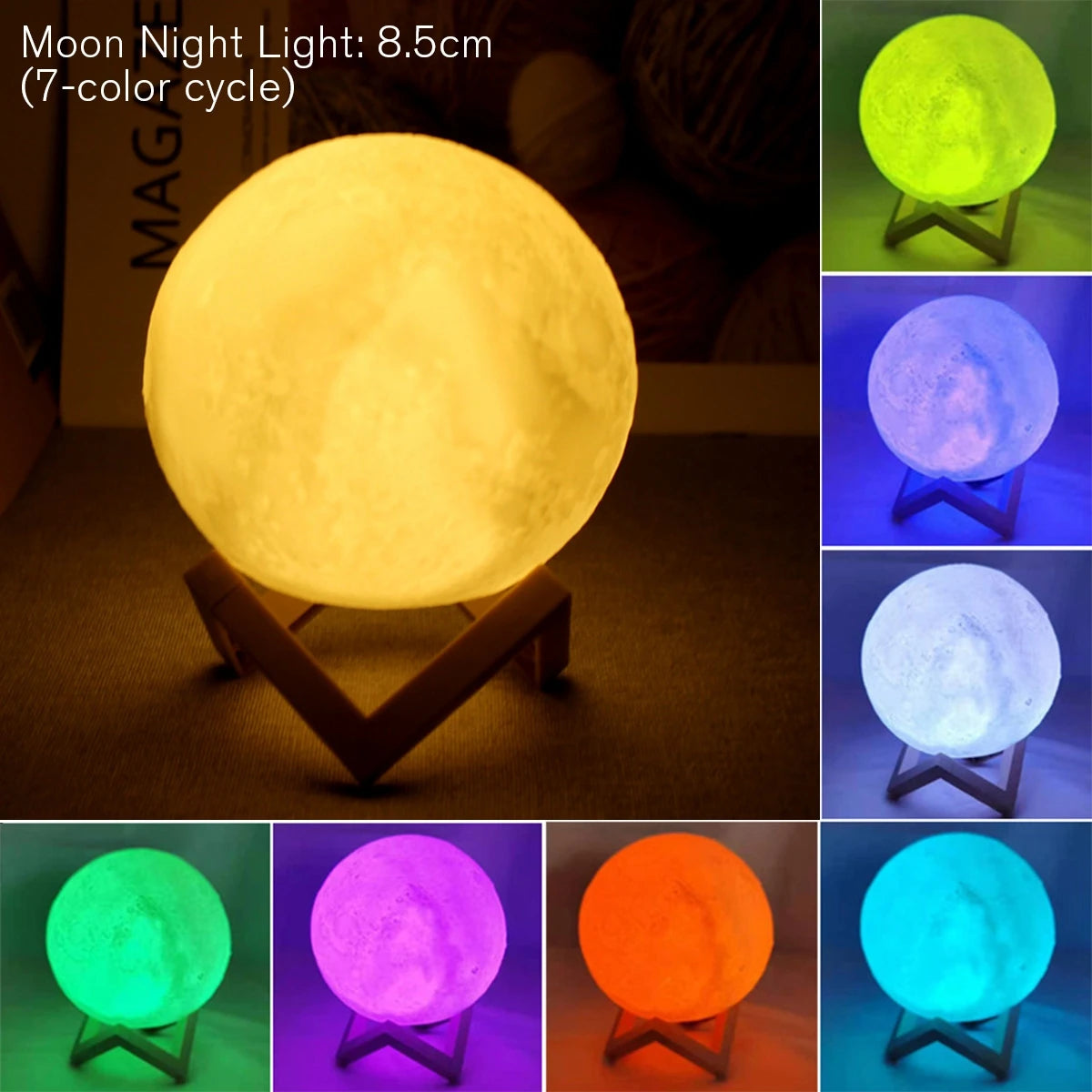 LED Moon Lamp – Starry Night Light with Stand