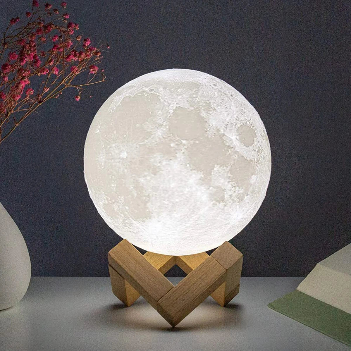 LED Moon Lamp – Starry Night Light with Stand