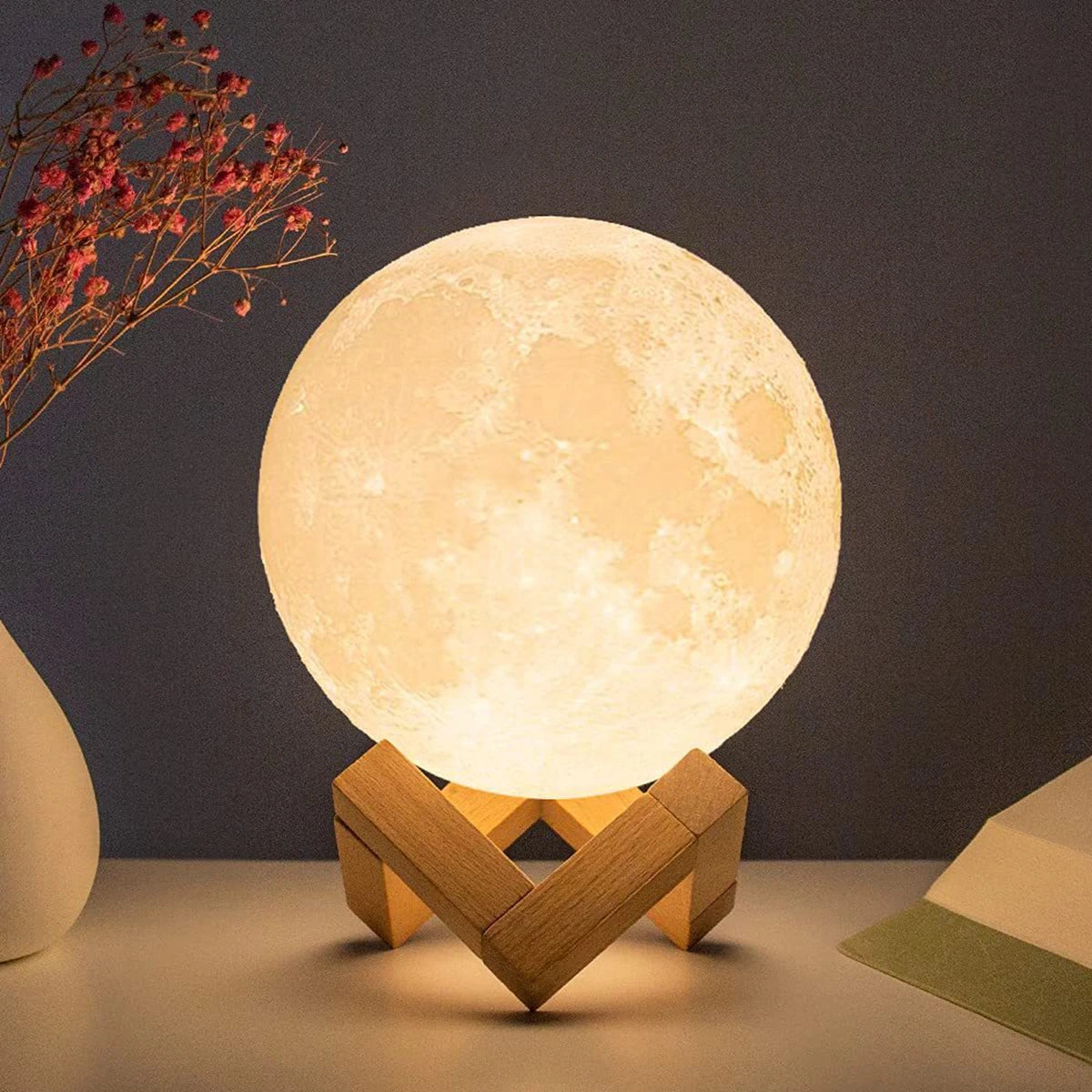 LED Moon Lamp – Starry Night Light with Stand