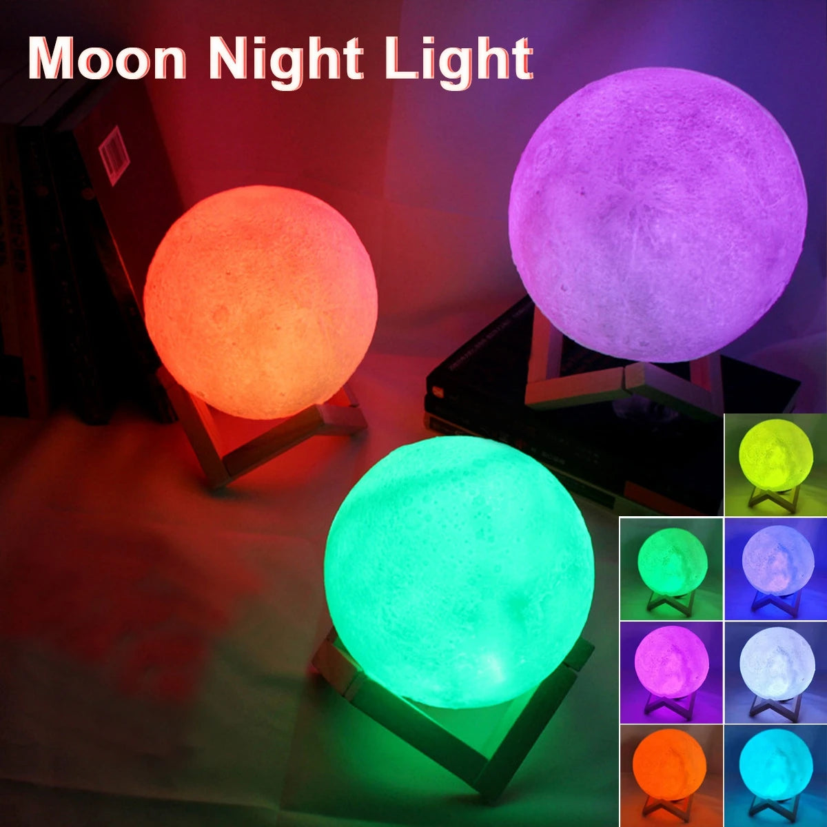 LED Moon Lamp – Starry Night Light with Stand