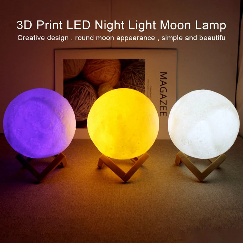 LED Moon Lamp – Starry Night Light with Stand