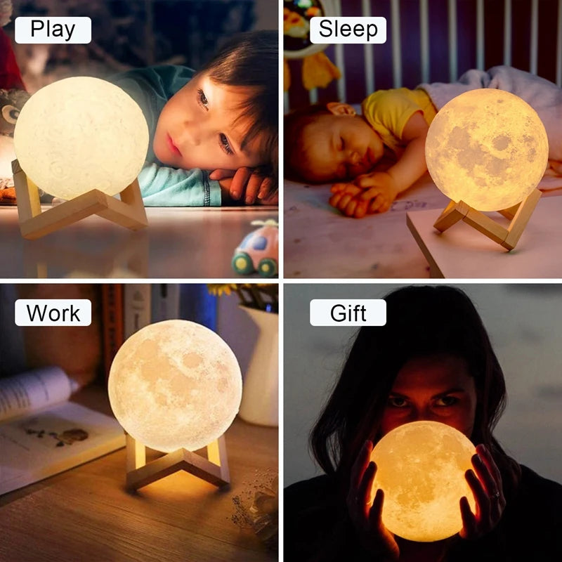 LED Moon Lamp – Starry Night Light with Stand